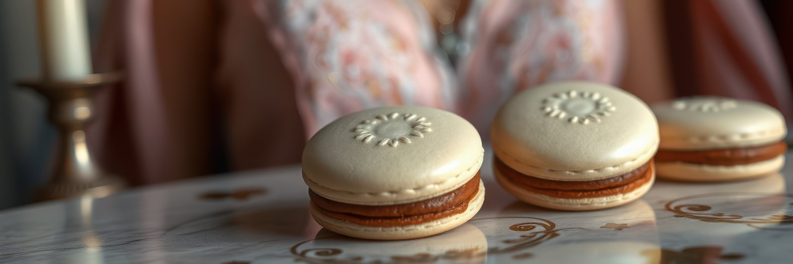 Sweet macarons displayed on a decorated table during an afternoon gathering in a cozy setting